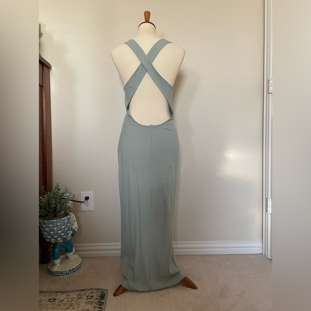 Sage green Reformation midi dress